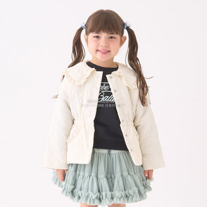 日本童裝 Ly# mine 中長款蝴蝶結絎縫外套 100-150cm 女童款 冬季 (適合初秋、香港平均溫度）OUTERWEAR 