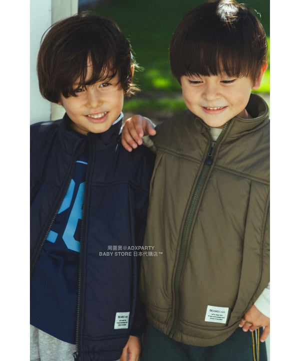 日本童裝 BEAMS mini 2Way 手袖可拆 夾棉外套 90-140cm 男童款/女童款 秋冬季 (適合香港平均溫度、寒冷天氣、溫度低天氣）OUTERWEAR 