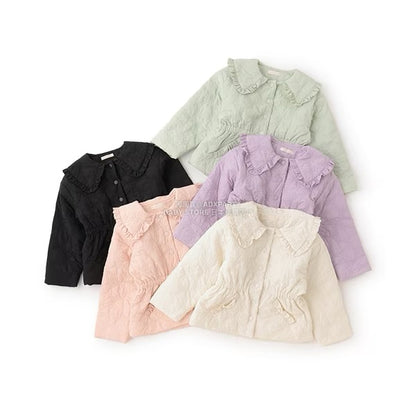 日本童裝 Ly# mine 中長款蝴蝶結絎縫外套 100-150cm 女童款 冬季 (適合初秋、香港平均溫度）OUTERWEAR 