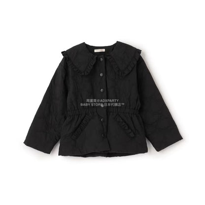 日本童裝 Ly# mine 中長款蝴蝶結絎縫外套 100-150cm 女童款 冬季 (適合初秋、香港平均溫度）OUTERWEAR 