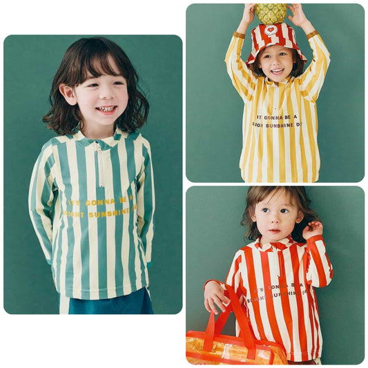 Japanese children's clothing p.prem#r UV protection half-zip swimsuit 80-140cm boys' summer swimsuit special edition 
