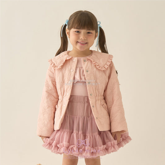 日本童裝 Ly# mine 中長款蝴蝶結絎縫外套 100-150cm 女童款 冬季 (適合初秋、香港平均溫度）OUTERWEAR 