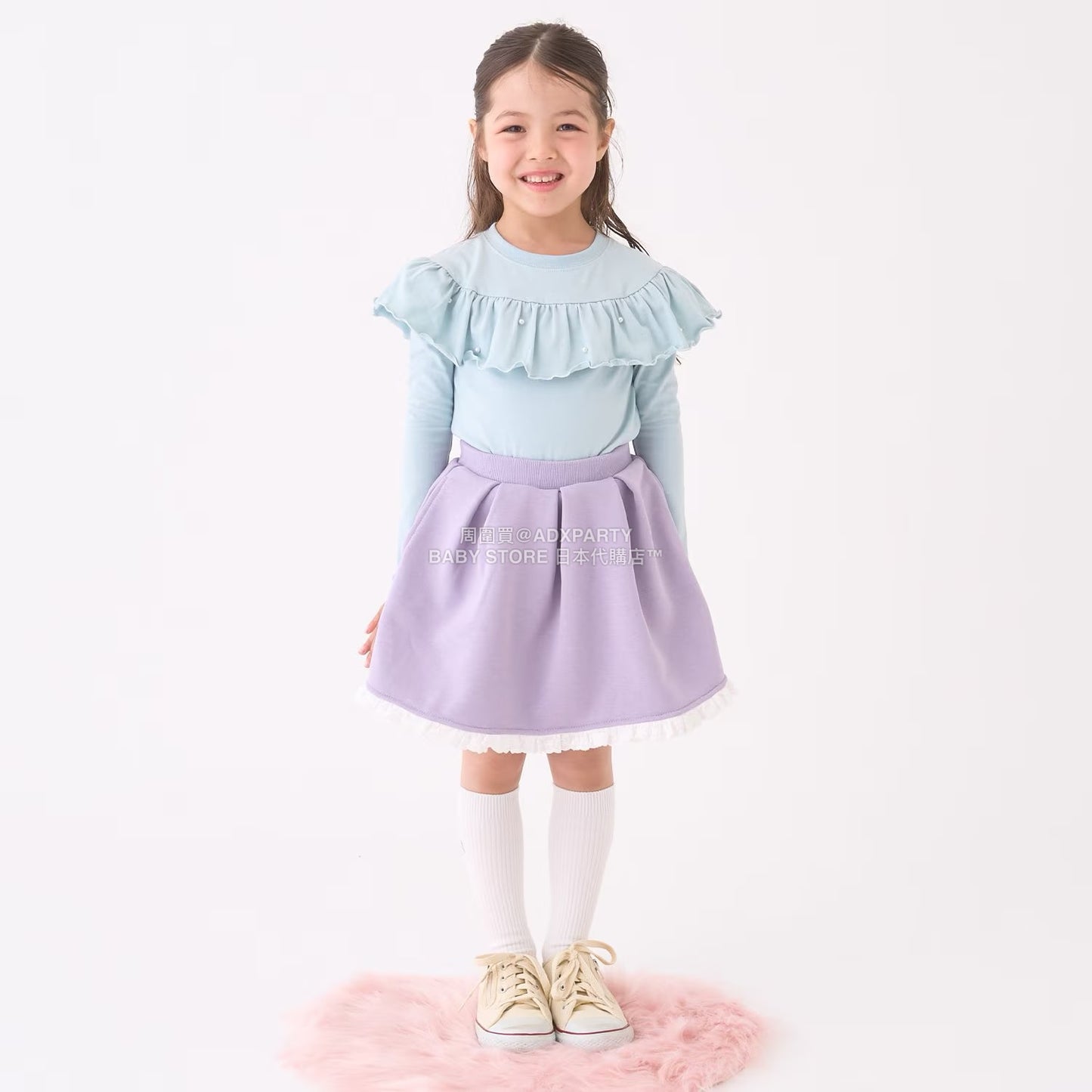日本童裝 Ly# mine 蕾絲拼接短裙 100-150cm 女童款 冬季 SKIRTS