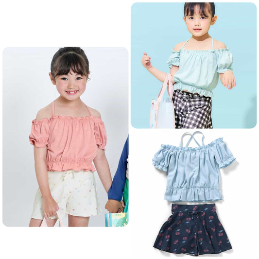 Ampersand UV-Proof Two-Piece Swimsuit (Direct from Japan) 80-140cm Girls' Summer Swimsuit Special 