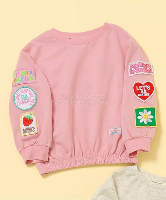 日本童裝 BREEZE 徽章手袖衛衣 80-140cm 女童款 春季 TOPS