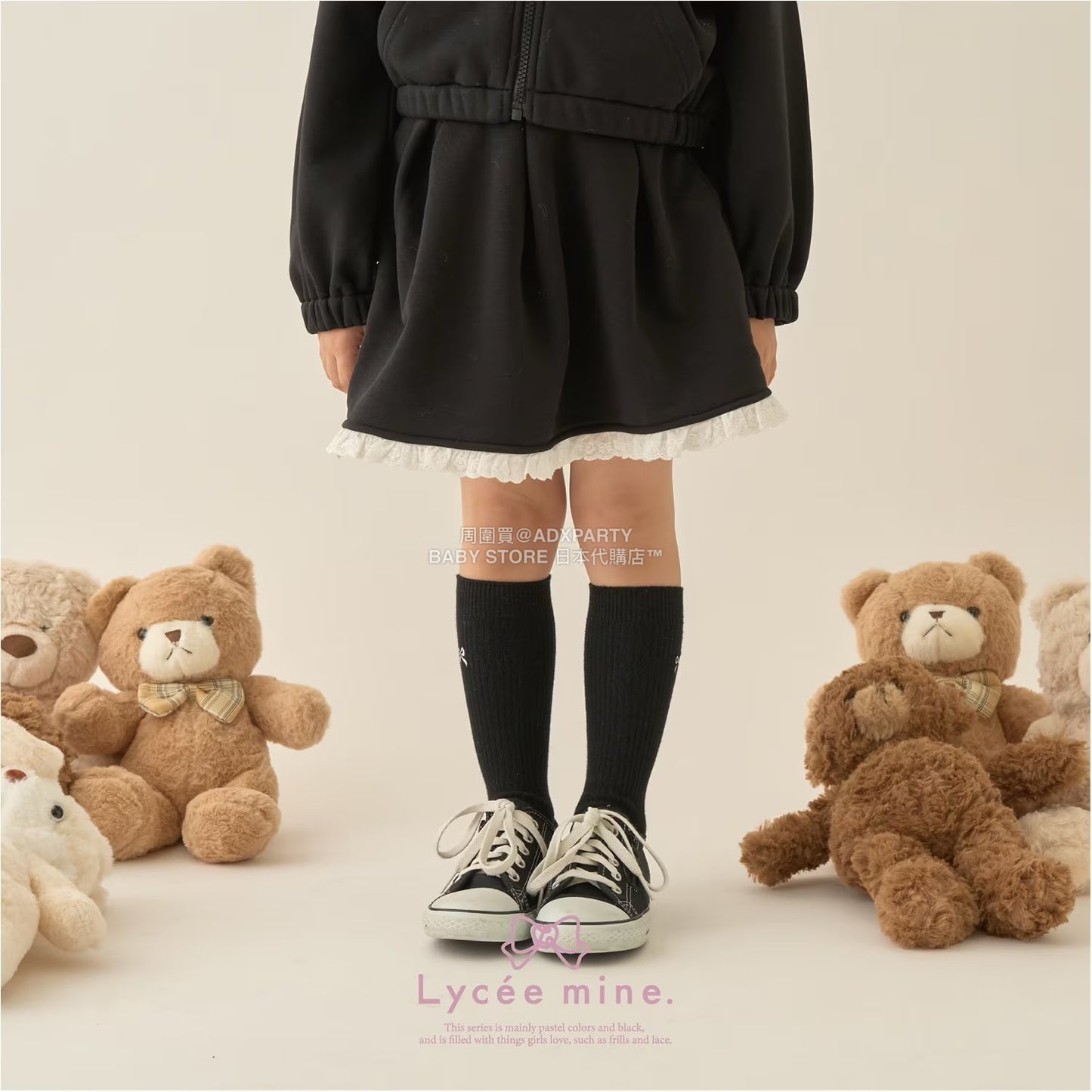 日本童裝 Ly# mine 蕾絲拼接短裙 100-150cm 女童款 冬季 SKIRTS