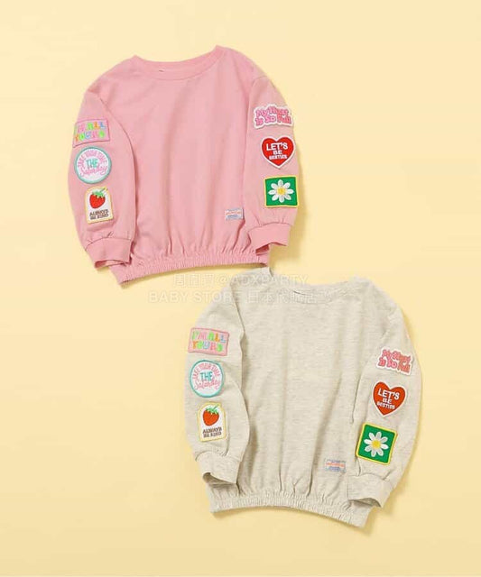 日本童裝 BREEZE 徽章手袖衛衣 80-140cm 女童款 春季 TOPS