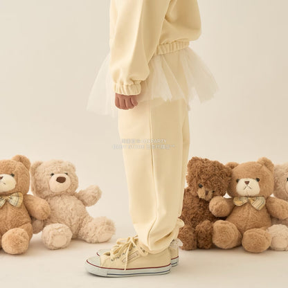 日本童裝 Ly# mine 運動長褲配薄紗裙 100-150cm 女童款 冬季 PANTS