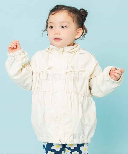 日本童裝 BREEZE 緞帶褶皺風衣 80-140cm 女童款 春季 OUTERWEAR