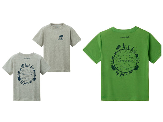 Japanese children's clothing mont-bell UV-resistant/water-absorbing quick-drying/breathable/odor-suppressing/durable forest kindergarten top 100-160cm boys'/girls' summer TOPS 