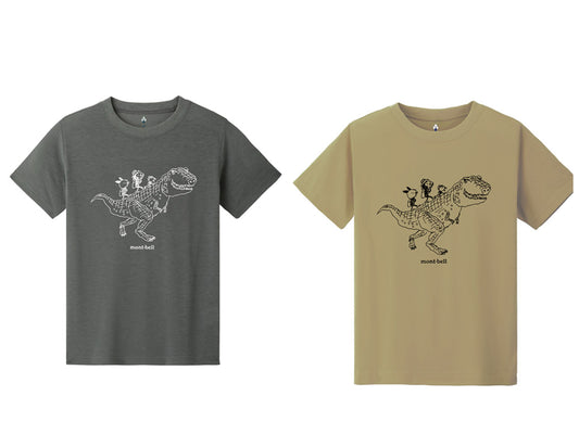 Mont-Bell (Japan) UV-resistant, quick-drying, durable, and odor-suppressing dinosaur and animal tops (100-160cm) for boys and girls (summer) 