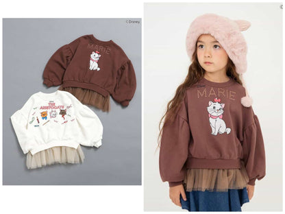日本童裝 BREEZE x Disney Marie 拼紗衛衣 90-140cm 女童款 冬季 Tops
