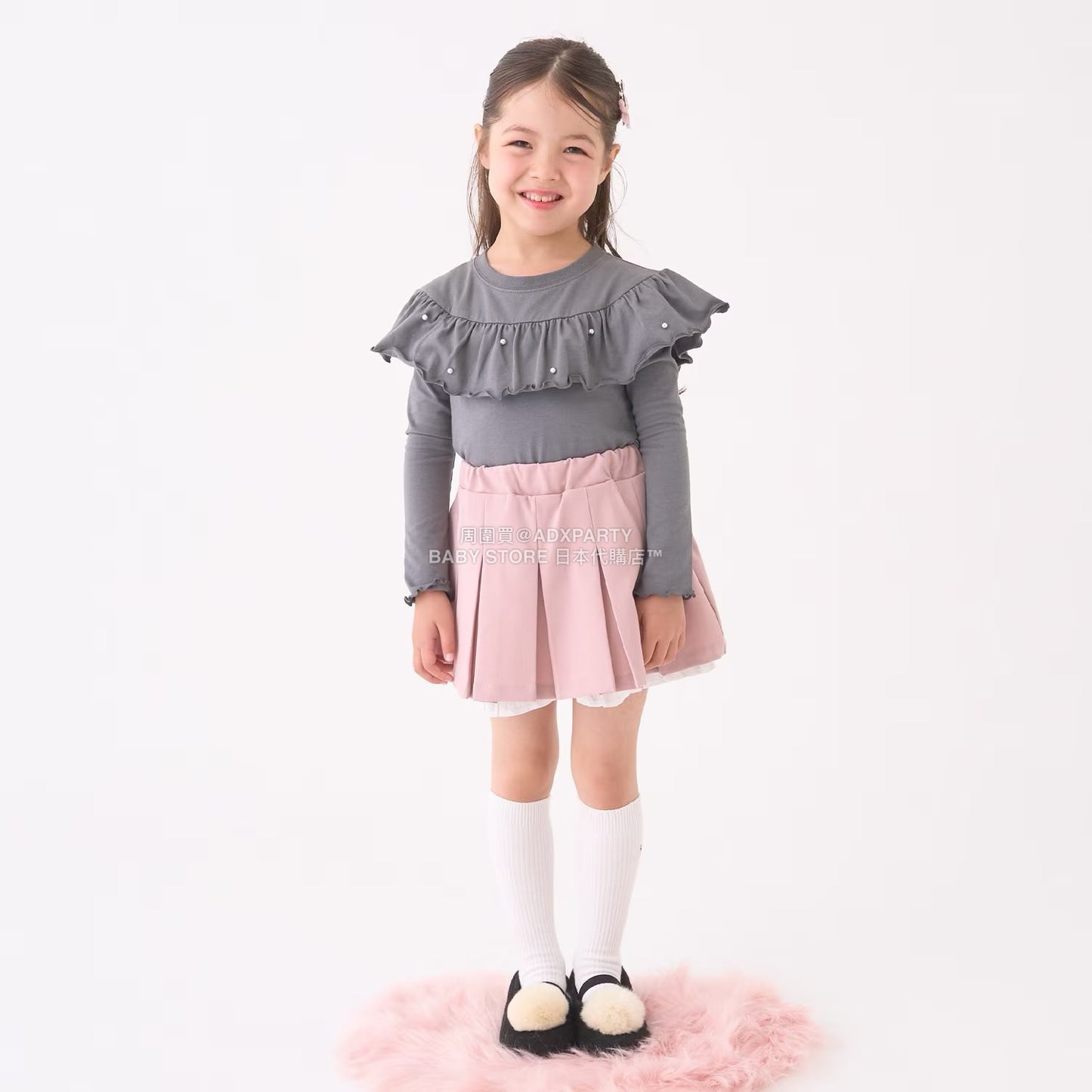 日本童裝 Ly# mine 百摺花邊短裙 100-150cm 女童款 冬季 SKIRTS