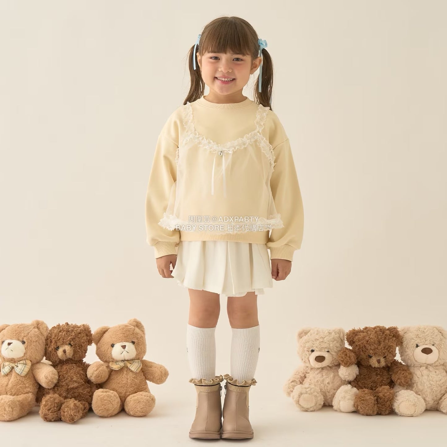 日本童裝 Ly# mine 百摺花邊短裙 100-150cm 女童款 冬季 SKIRTS