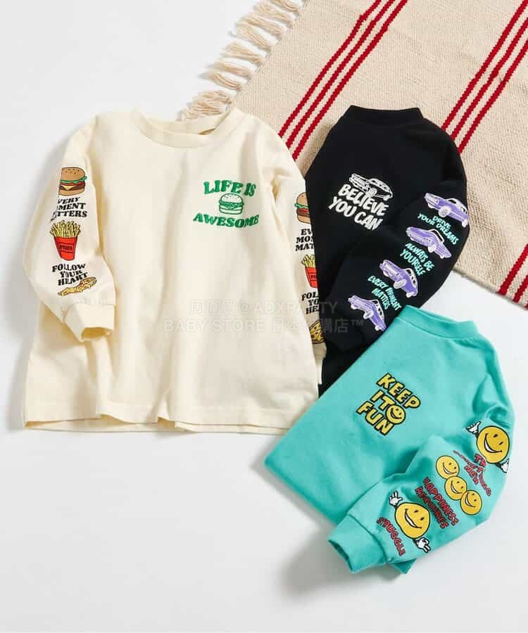 日本童裝 BREEZE 袖子圖案印花上衣 80-140cm 男童款 春季 TOPS