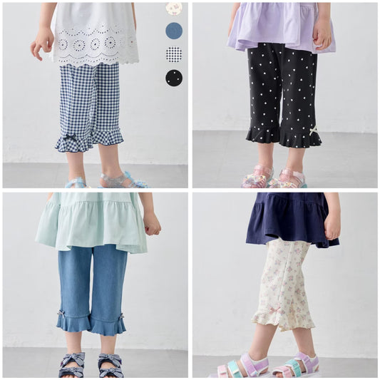 日本童裝 aF#a325 接觸冷感 花邊七分褲 90-140cm 女童款 夏季 PANTS