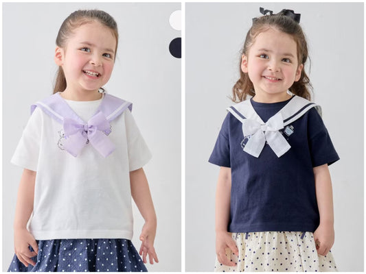 日本童裝 aF#a325 接觸冷感 2Way 水手領上衣 110-150cm 女童款 夏季 TOPS