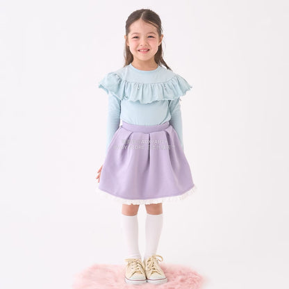 日本童裝 Ly# mine 珍珠圓領荷葉上衣 100-150cm 女童款 冬季 TOPS