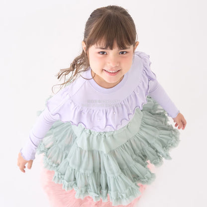 日本童裝 Ly# mine 珍珠圓領荷葉上衣 100-150cm 女童款 冬季 TOPS