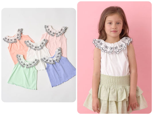 Japanese children's clothing Ly# mine cherry collar vest 100-150cm girls summer TOPS 