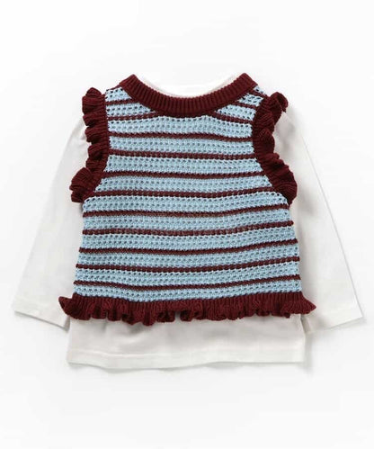 日本童裝 BREEZE 兩件式針織背心上衣套裝 80-140cm 女童款 春季 TOPS