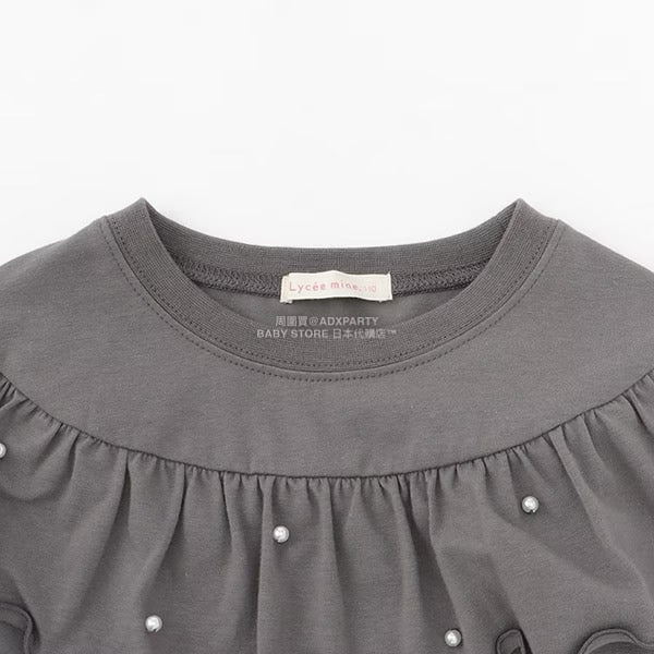 日本童裝 Ly# mine 珍珠圓領荷葉上衣 100-150cm 女童款 冬季 TOPS