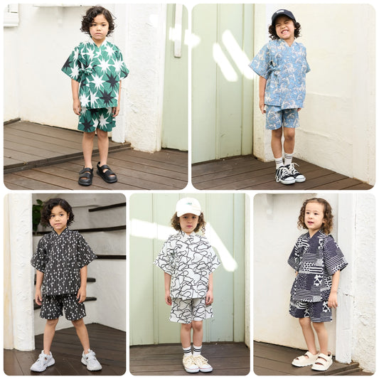 Japanese children's clothing b・R# Jinbei Japanese Kimono 100-130cm Boys Summer TOPS PANTS Japanese Summer Festival Special 