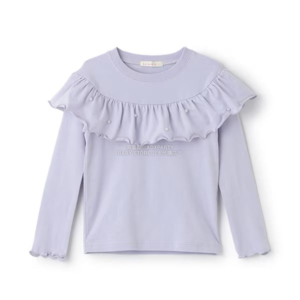 日本童裝 Ly# mine 珍珠圓領荷葉上衣 100-150cm 女童款 冬季 TOPS