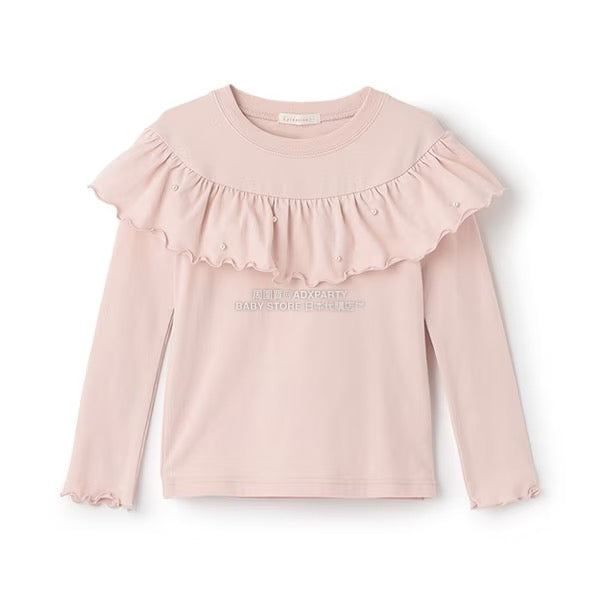 日本童裝 Ly# mine 珍珠圓領荷葉上衣 100-150cm 女童款 冬季 TOPS