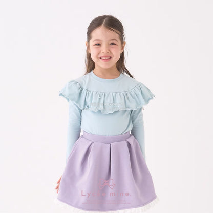 日本童裝 Ly# mine 珍珠圓領荷葉上衣 100-150cm 女童款 冬季 TOPS