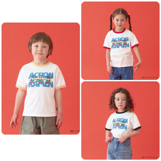 Japanese children's clothing b・R# x Crayon Shin-chan cool contact water-absorbing quick-drying series short-sleeved tops 100-140cm boys'/girls' summer TOPS 