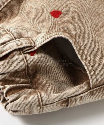 日本童裝 BREEZE 心型圖案刺繡長褲 80-140cm 男童款/女童款 春季 PANTS