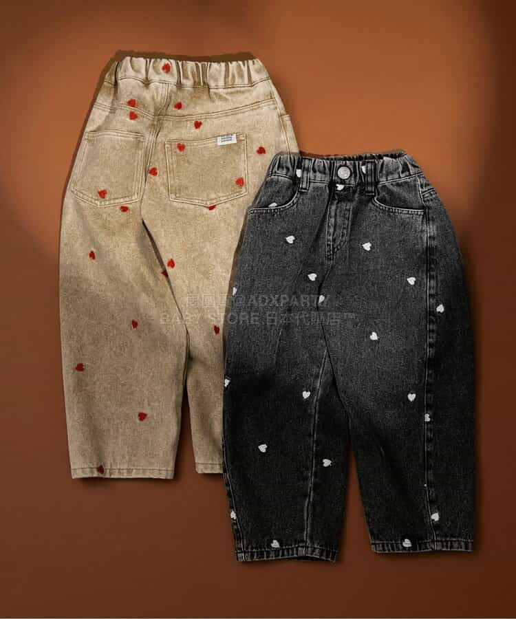 日本童裝 BREEZE 心型圖案刺繡長褲 80-140cm 男童款/女童款 春季 PANTS