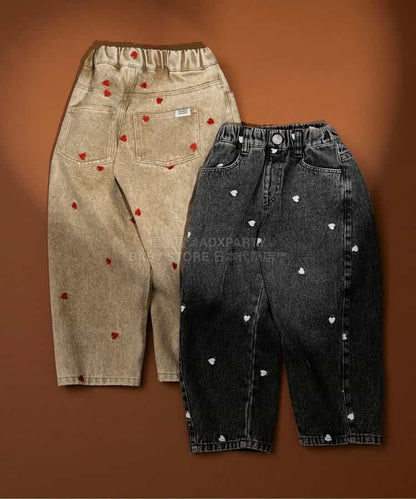 日本童裝 BREEZE 心型圖案刺繡長褲 80-140cm 男童款/女童款 春季 PANTS