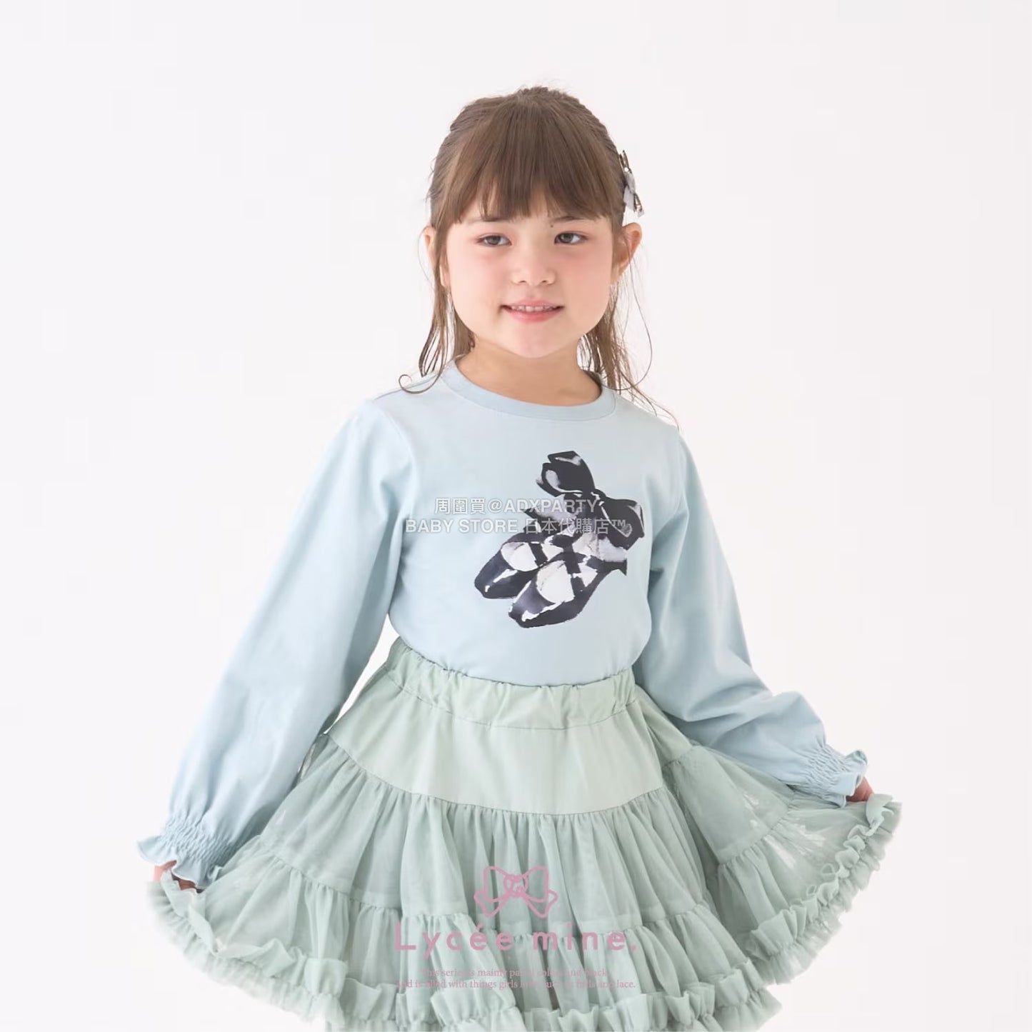 日本童裝 Ly# mine 印花圖案上衣 100-150cm 女童款 冬季 TOPS
