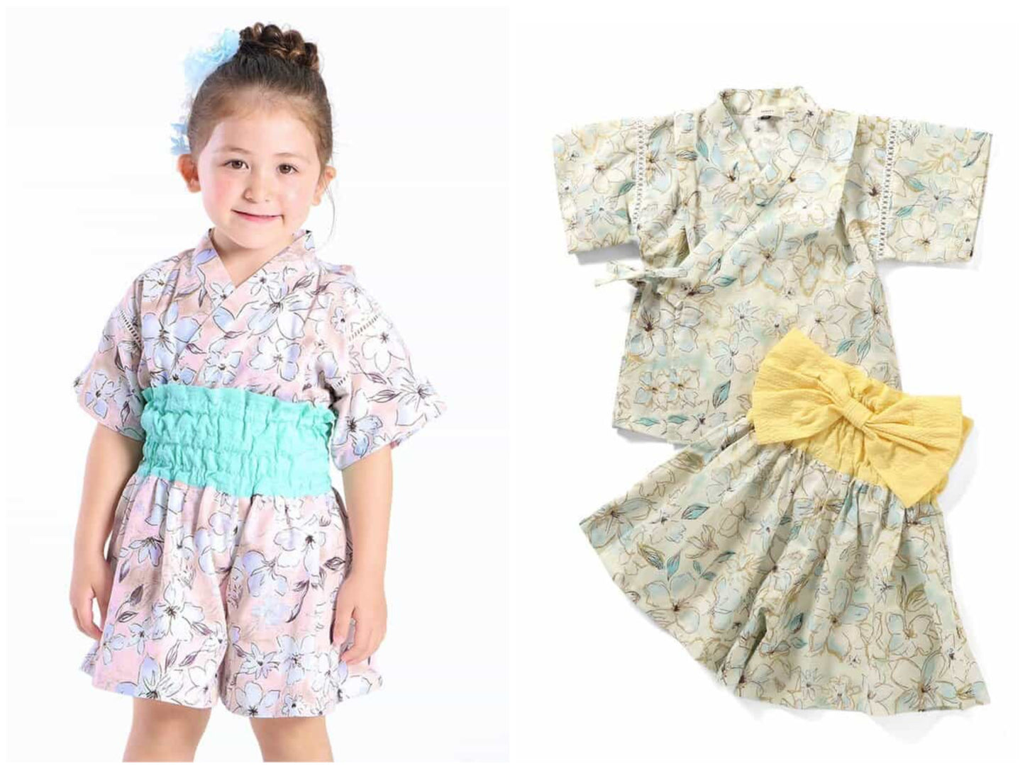 Disney Japanese children's clothing, Jinbei Japanese kimono, 100-150cm, for girls, summer, other brand children's clothing, TOPS PANTS, Japanese Summer Festival Special