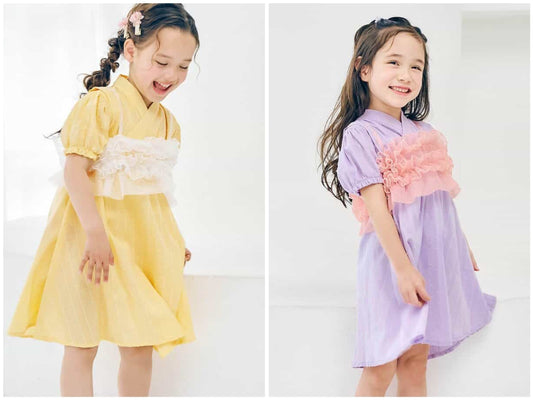 日本童裝 apres les cours 日本浴衣 新式浴衣連身裙吊帶兩件套裝 日本和服 80-130cm 女童款 夏季 TOPS DRESSES 日本夏祭慶典特輯