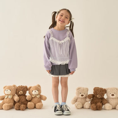 日本童裝 Ly# mine 吊帶薄紗拼接衛衣 100-150cm 女童款 冬季 TOPS