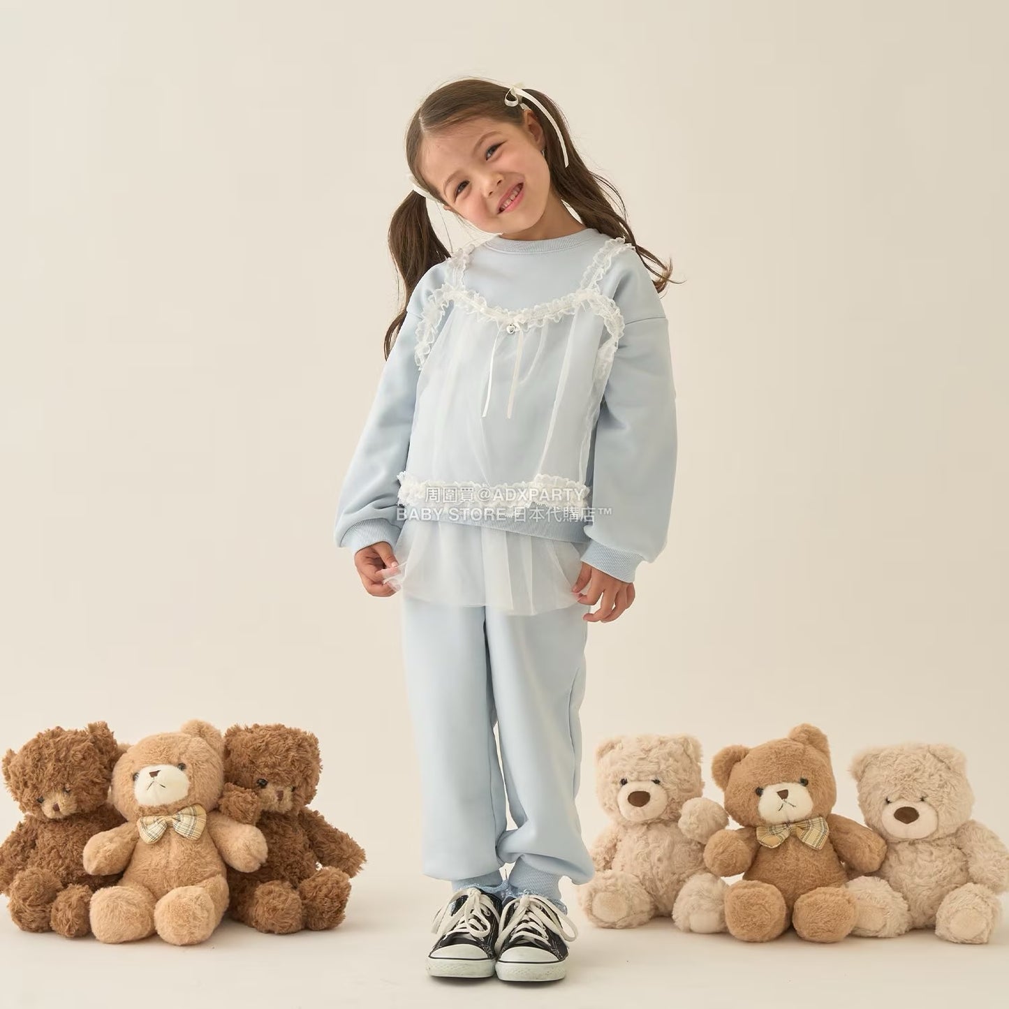 日本童裝 Ly# mine 吊帶薄紗拼接衛衣 100-150cm 女童款 冬季 TOPS