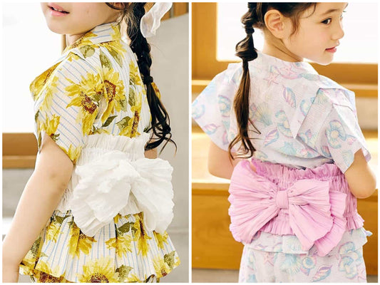 日本童裝 apres les cours 褶皺緞腰帶 日本浴衣 日本甚平 日本和服 女童款 夏季 其他品牌童裝 日本夏祭慶典特輯