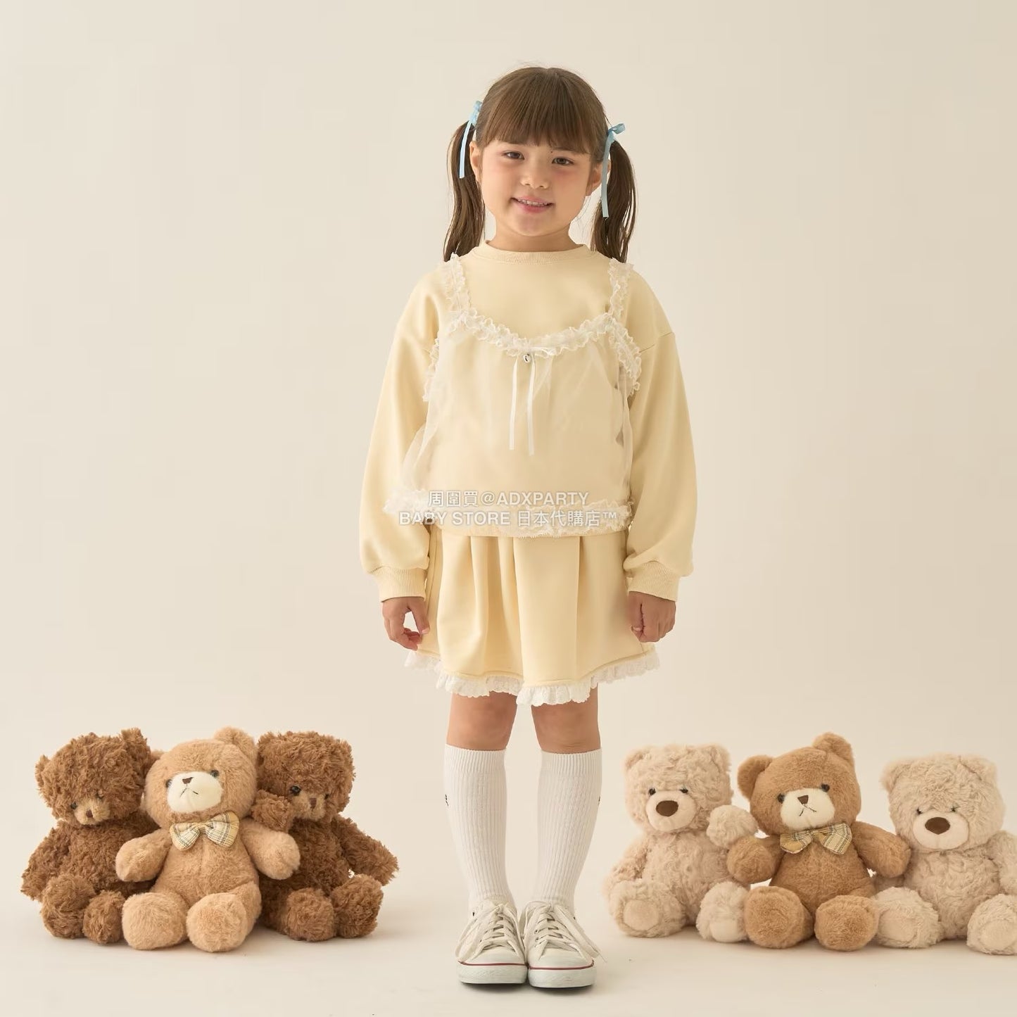 日本童裝 Ly# mine 吊帶薄紗拼接衛衣 100-150cm 女童款 冬季 TOPS