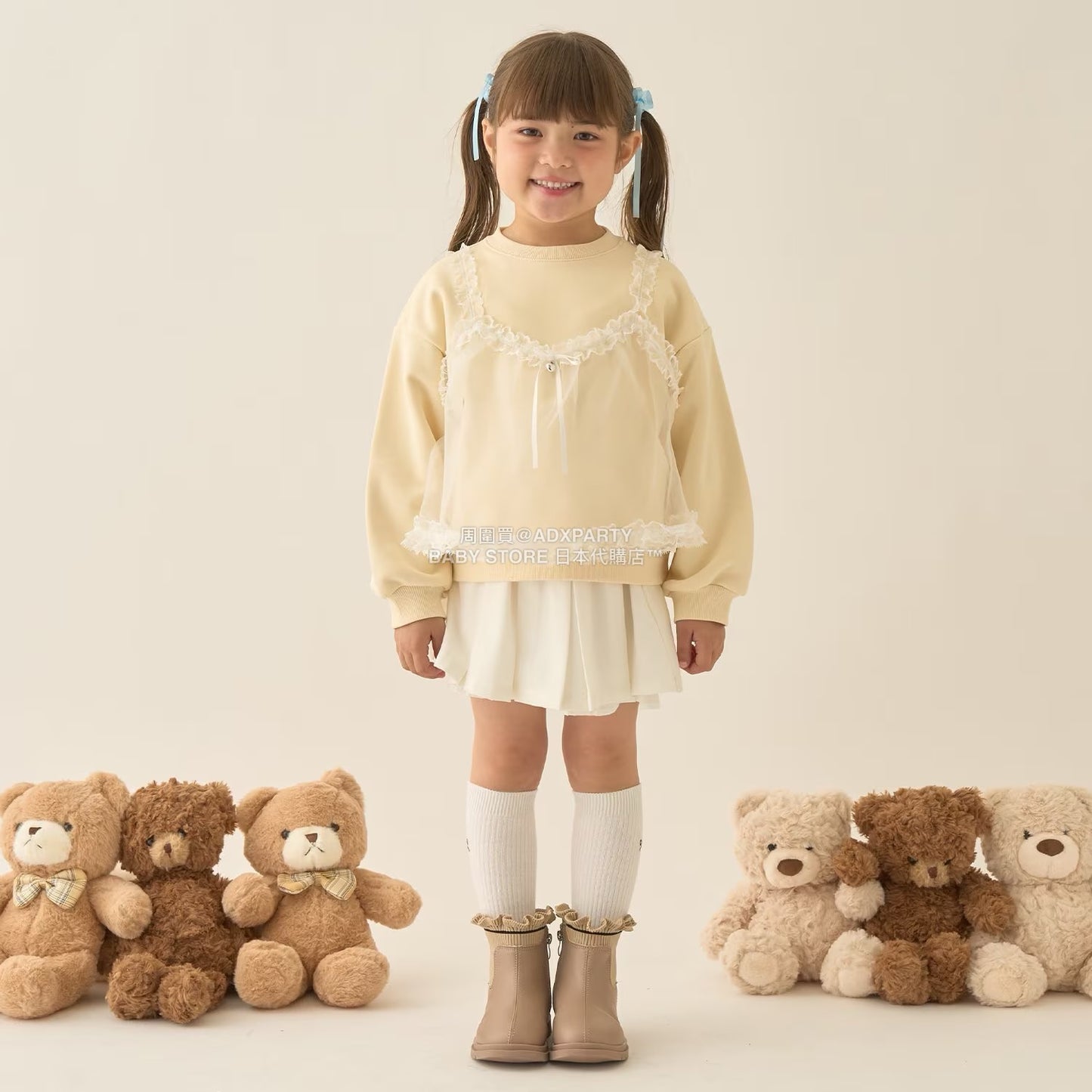 日本童裝 Ly# mine 吊帶薄紗拼接衛衣 100-150cm 女童款 冬季 TOPS