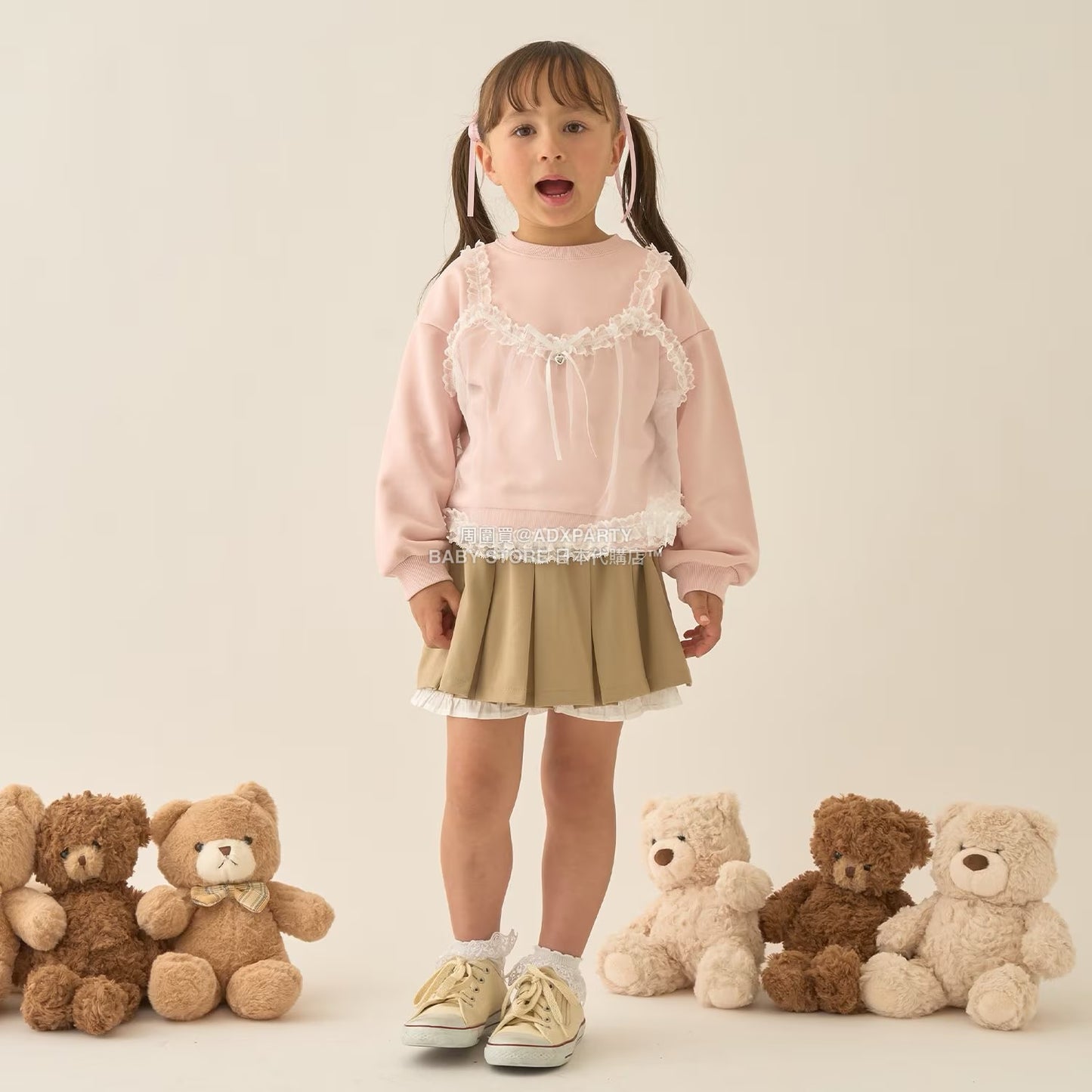 日本童裝 Ly# mine 吊帶薄紗拼接衛衣 100-150cm 女童款 冬季 TOPS