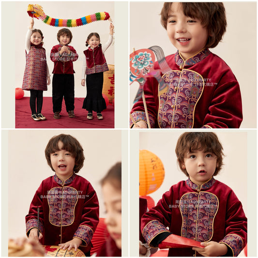 新年童裝 福祿滿年唐裝系列 90-150cm 男童款/女童款 新年中式華服唐裝 新春馬年 2026年 AAA