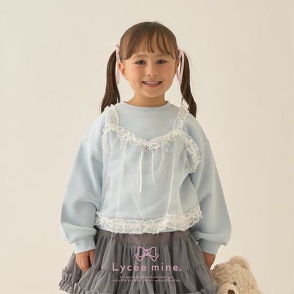 日本童裝 Ly# mine 吊帶薄紗拼接衛衣 100-150cm 女童款 冬季 TOPS