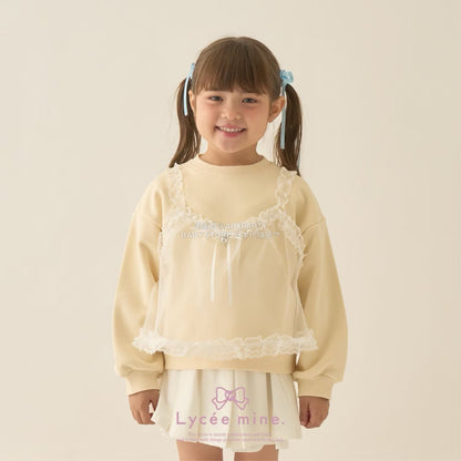 日本童裝 Ly# mine 吊帶薄紗拼接衛衣 100-150cm 女童款 冬季 TOPS