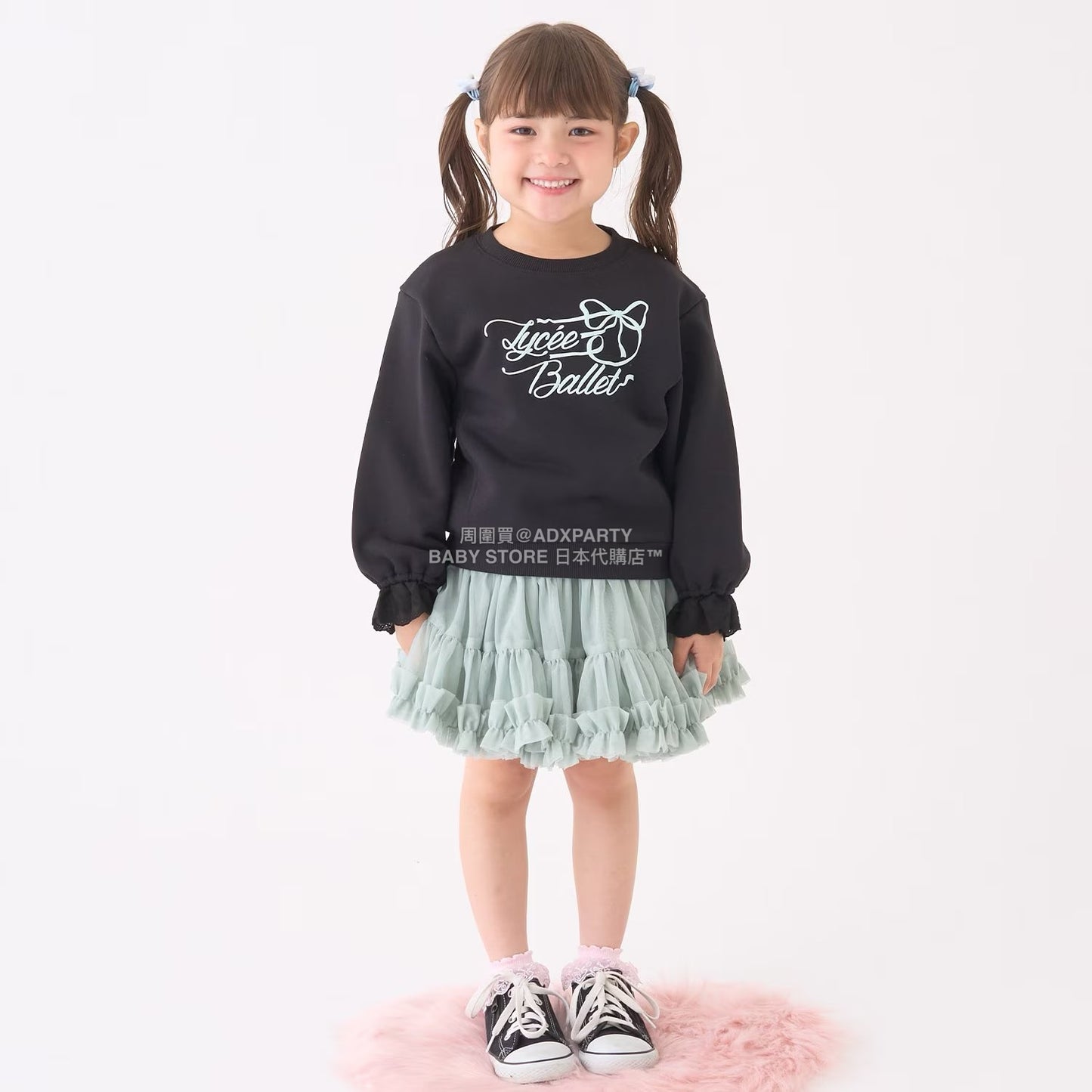 日本童裝 Ly# mine 蕾絲袖口衛衣 100-150cm 女童款 冬季 TOPS