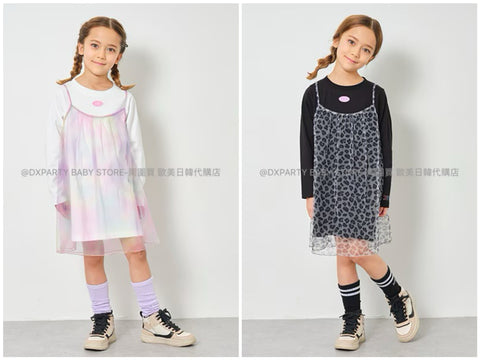 日本童裝 X-girl 上衣吊帶紗裙兩件套裝 80-140cm 女童款 夏季 TOPS DRESSES