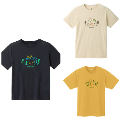 Japanese children's clothing mont-bell organic cotton / UV protection / breathable / moisture wicking parent-child wear Yamano Asa short-sleeved T-shirt 100-160cm / XS-XL boys / girls / adult summer TOPS