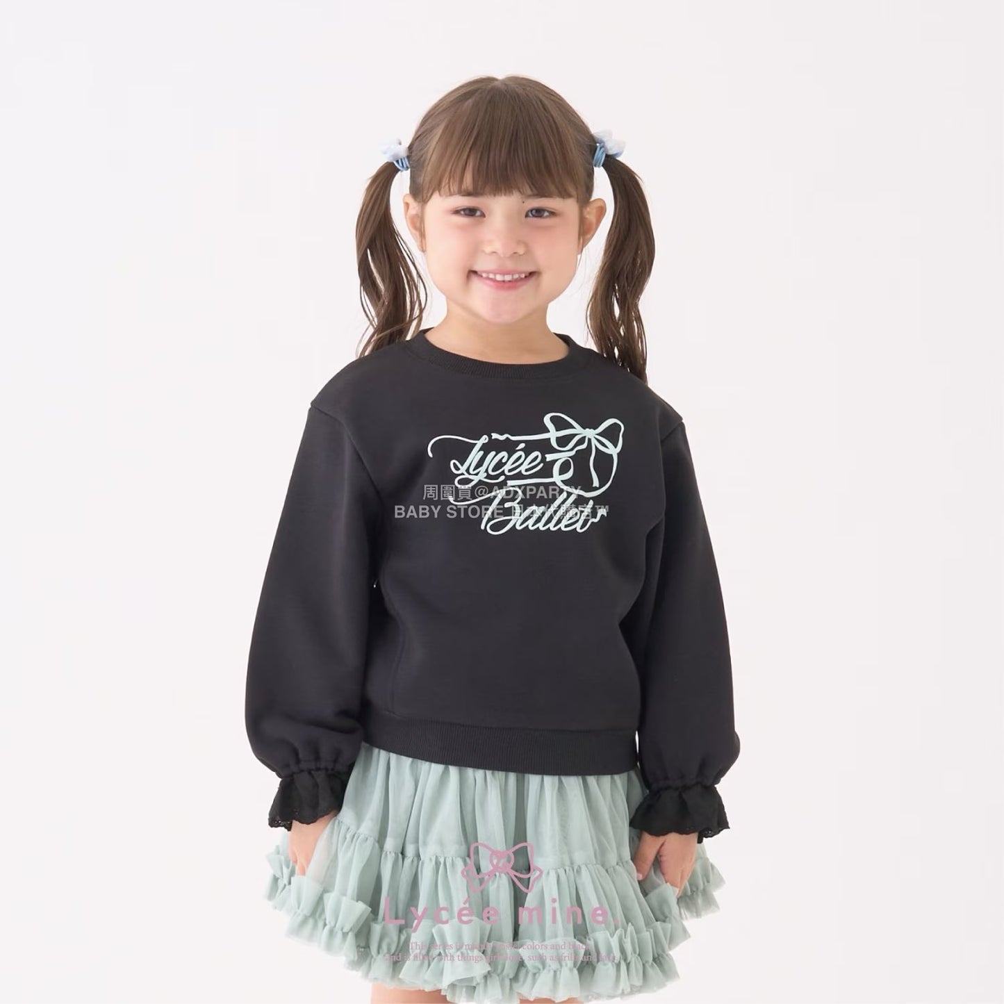 日本童裝 Ly# mine 蕾絲袖口衛衣 100-150cm 女童款 冬季 TOPS